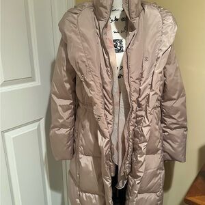 Karl Lagerfeld Women's Shawl Collar Beige Puffer Coat